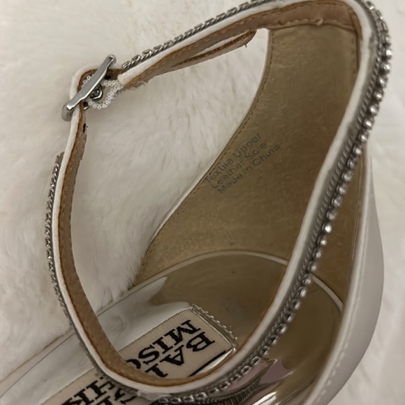 BADGLEY MISCHKA Rain Crystal Adorned Satin Stiletto Heel - Soft White - Picture 7 of 9